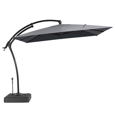 Parasol de patio carré en porte-à-faux 11 pi avec base