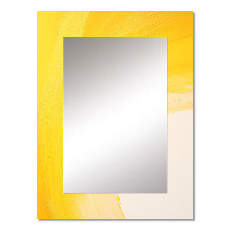 Yellow Chroma Curve - miroir décoratif arc-en-ciel, miroir mural traditionnel, impression d'art en métal, 32 po x 24 po