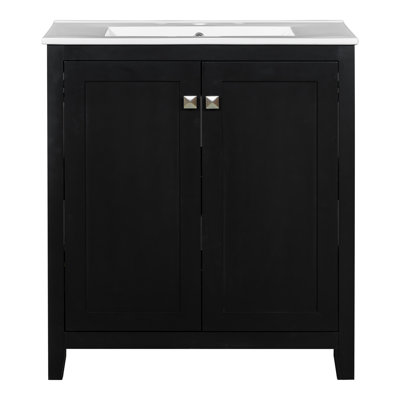 30Inch Freestanding Bathroom Vanity Combo With Ceramic Sink Shaker Style  Vanities -2 Doors And 2 Drawers -  Tryimagine, YYCPuu-WF323089AAB