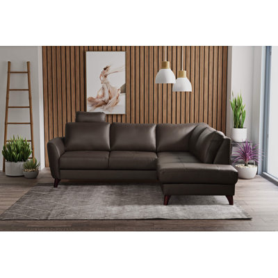 Migues Leather Corner Sofa with Sleeping Function and Storage