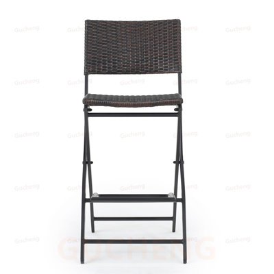 Outdoor Wicker Barstools Faux Rattan Patio Bar Stools, Foldable and Durable, Set of 2 for Elegant Outdoor Seating