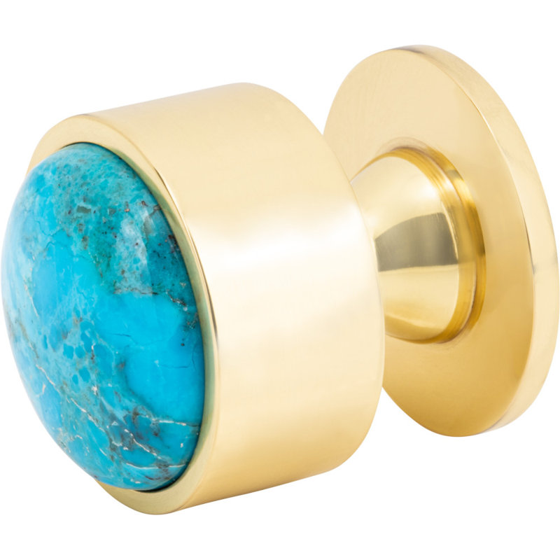 Firesky Diameter Knob, Polished Brass, Mohave Blue, 1 1/8"