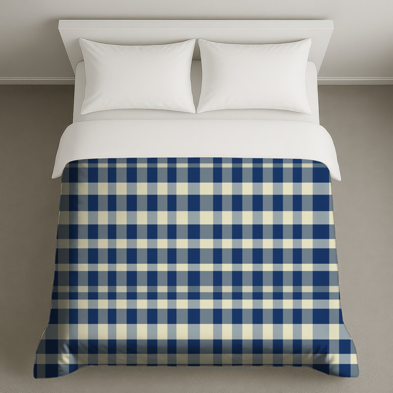 Housses de couette bleues et blanches, Grand lit