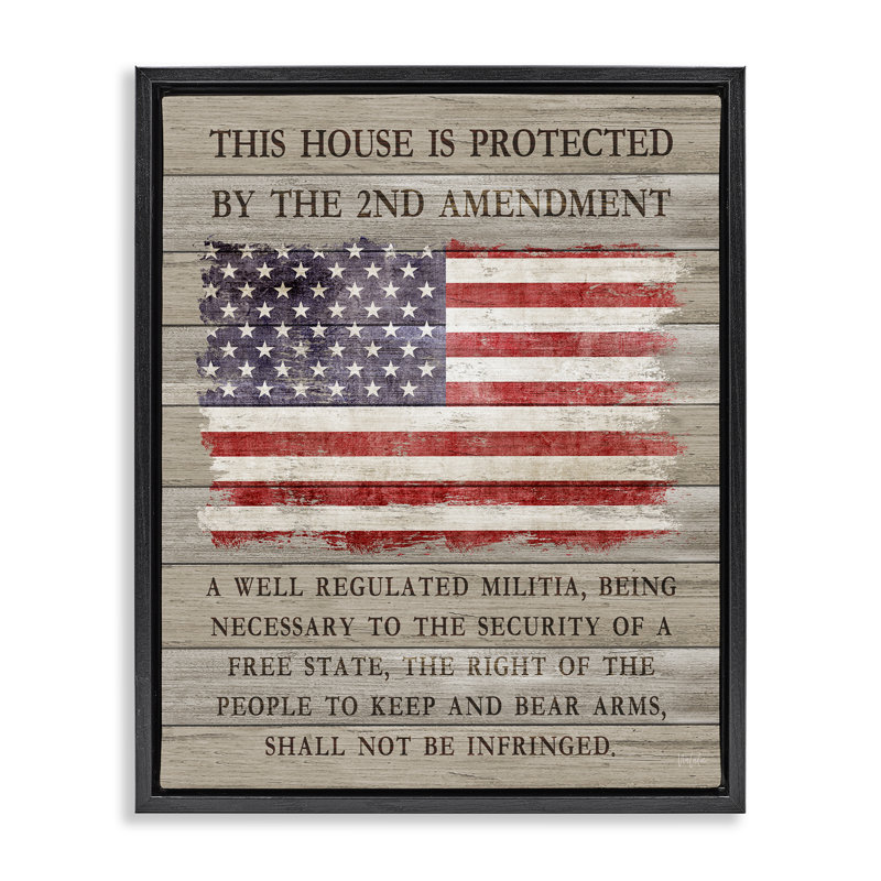 Patriotic Second Amendment Flag, Jet Black Floater Frame, 21" H x 17" W