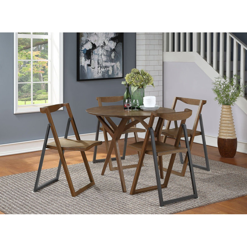 Sydney Chestnut Wire-Brush Finish Folding Chairs, Set of 2