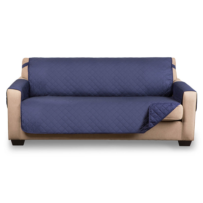 Housse pour canapé à coussins carrés/rectangulaires réversible, Bleu, L 132 po x P 5,9 po