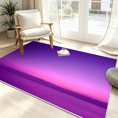 Clear Colorful Violet Lilac Purple Sky Clouds Colors High Saturation Machine Washable Indoor Area Rug