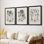 "Vintage Floral Print", imprimé sur toile tendue avec encadrement - 3 pièces