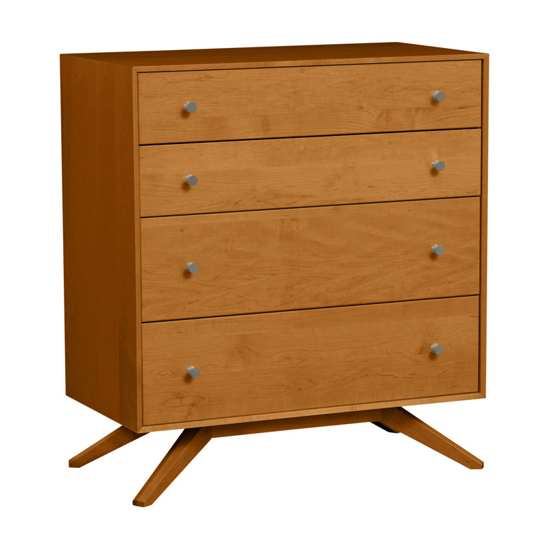 Commode 4 tiroirs Astrid, Cerisier d'automne, Conventionnel