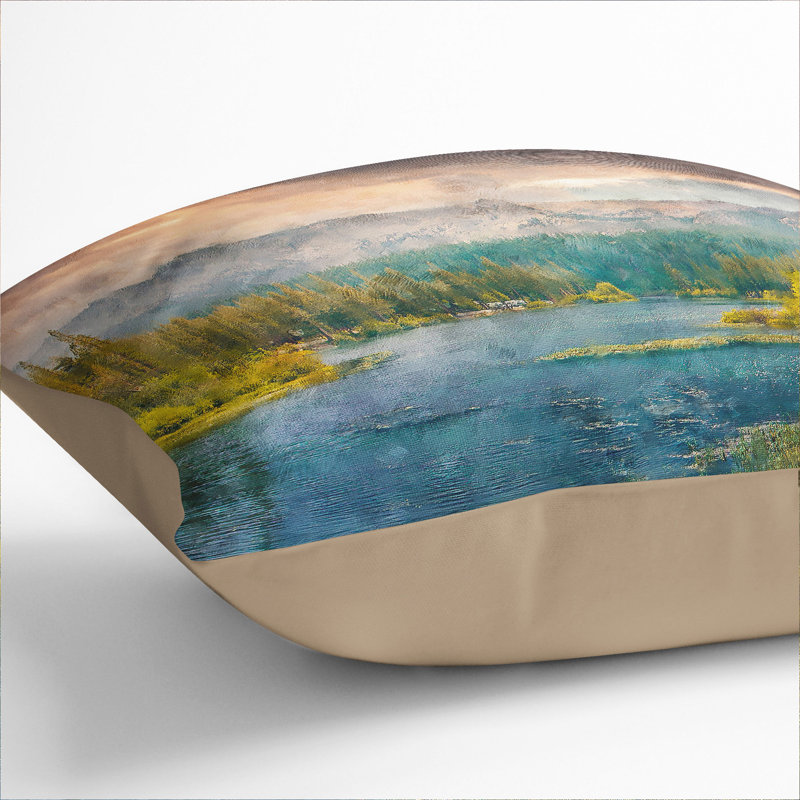 Forest and Lake Vol.4 Painting Scatter Cushion, 40cm H x 40cm W x 15cm D, Stone