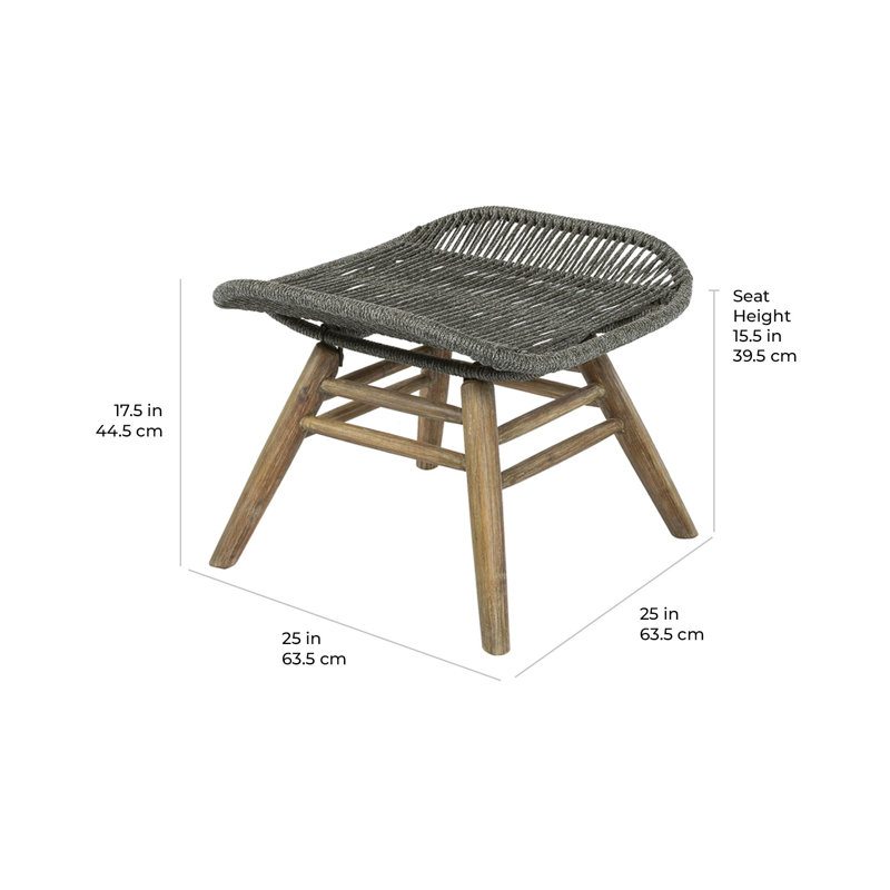 Brown Acacia and Eucalyptus Lounge Chair with Ottoman