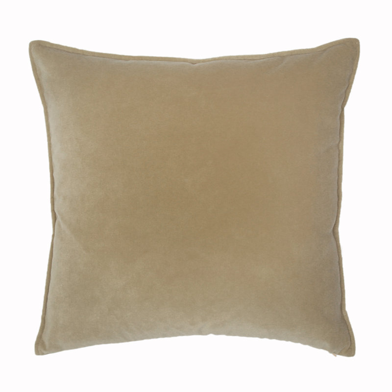 Franklin Washable Velvet Square Pillow Cover & Insert , Custard, 22"H x 22"W
