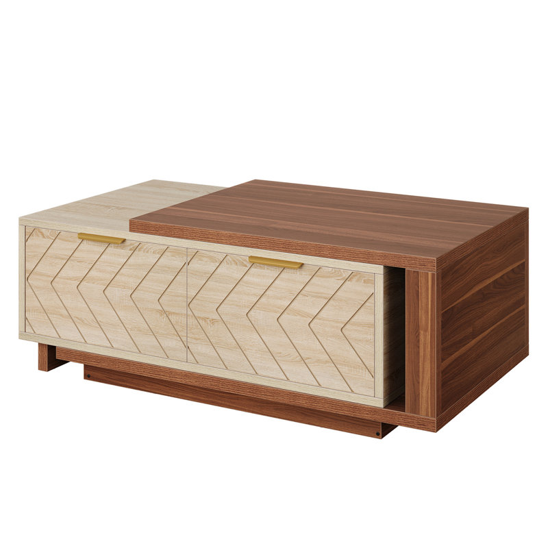 Table basse à rallonge 42,13 po en noyer et chêne avec 2 tiroirs de rangement (y compris la table)