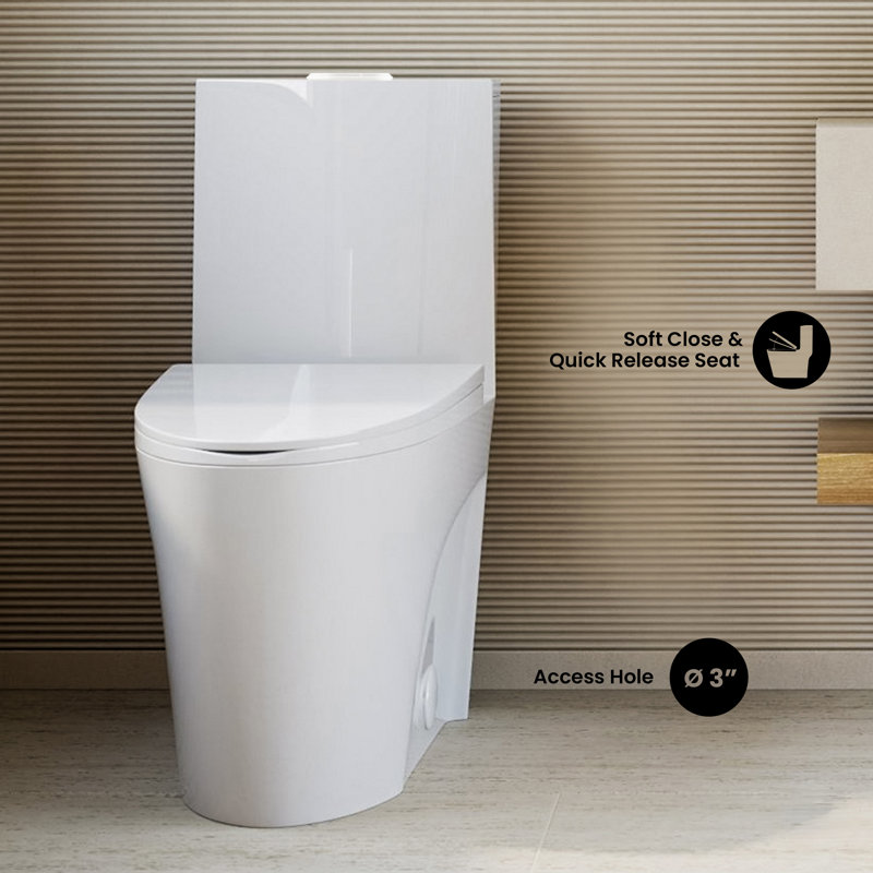 St. Tropez One-Piece Elongated Toilet Collection, Glossy White, Top, 12"
