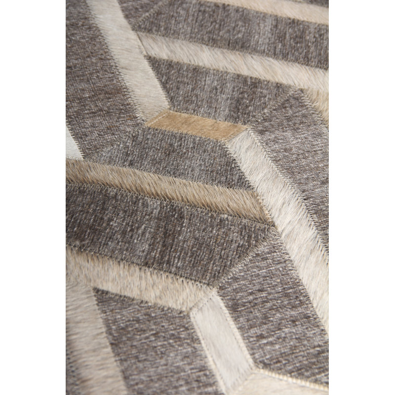 Berlin Cowhide Geometric Area Rug, Rectangle 5' x 8'