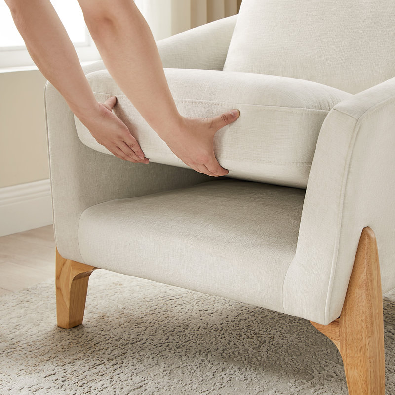 Fauteuil d'appoint de style nordique rembourré de 30,7 pouces de largeur, Chenille beige, Naturel