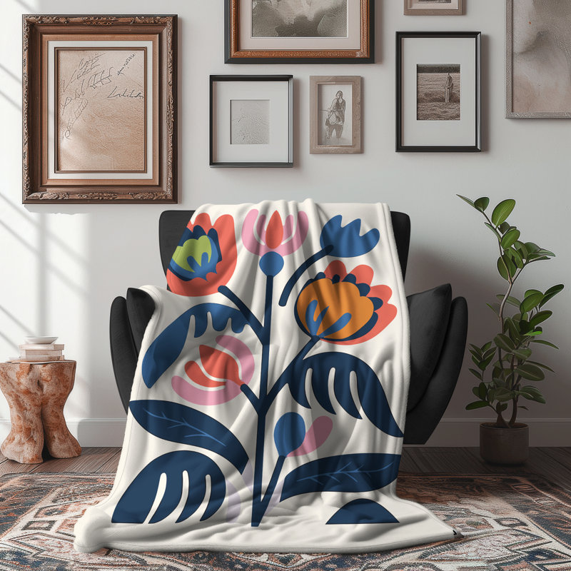 Technicolor Bloom Symphony - couverture en sherpa de qualité supérieure 1 pièce - reproduction d'art luxueuse, Grand lit