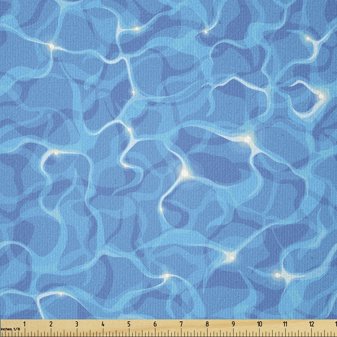 Stoff als Meterware, Vivid Wasseroberfläche Wellen, Wasser, Blau Aqua Weiß