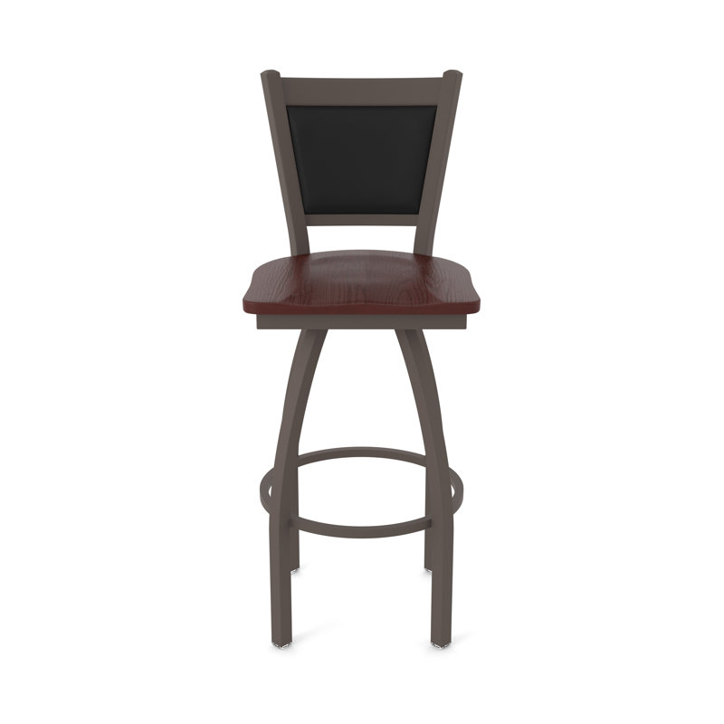 Tabouret pivotant Hadleigh, Bronze, Tabouret de bar (siège d’une hauteur de 30 po), Chêne cerisier foncé