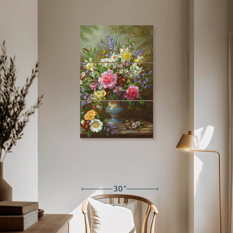 Harnek Bluebells, jonquilles, primevères et pivoines, H 57 po x l 36 po