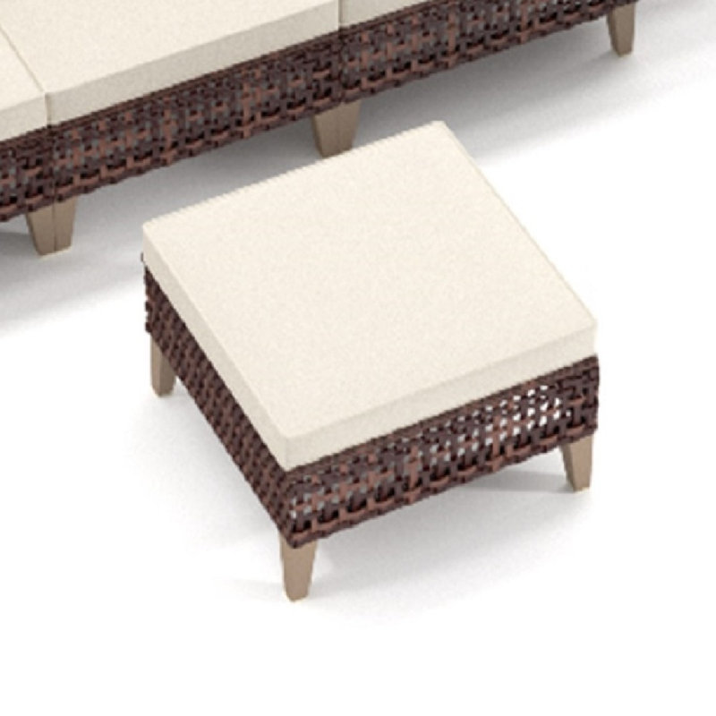 Ensemble de meubles de terrasse en rotin évidé à pieds hauts, 5 pièces, 7 sièges, ensemble de canapé avec coussin, coussin épais de 4 pouces, blanc