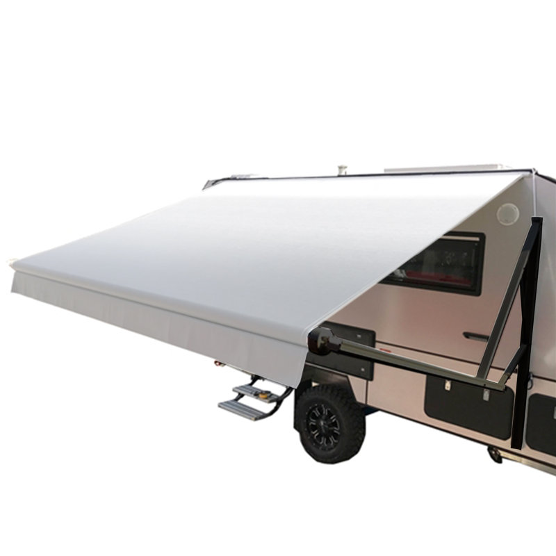 ALEKO 96'' W D Polyester Cover Retractable Trailer Awning, Gray Fade, 192" H x 96" W x 3" D