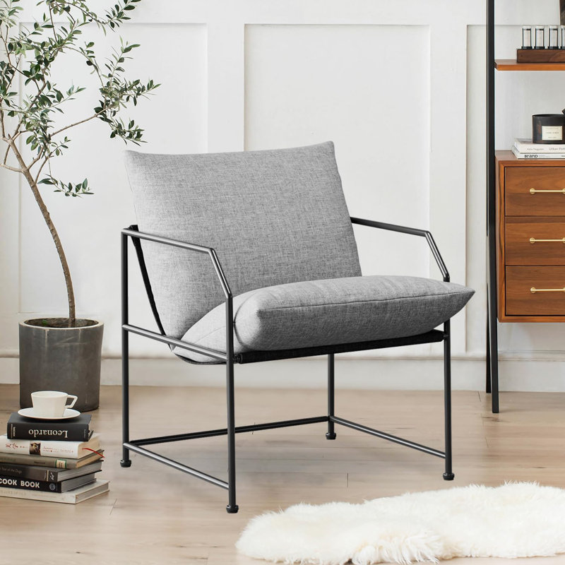 Modern Mid Century Modern Accent Chair, Comfy Reading Chair for Living Room, Bedroom, Upholstered Lounge Chair(Gray, 1)