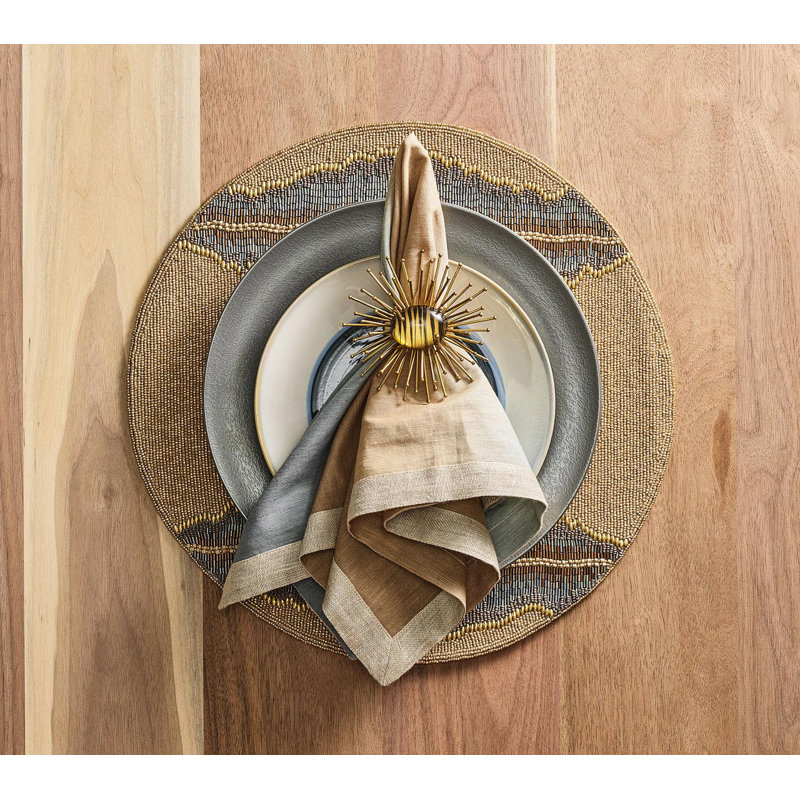 Dip Dye Linen Napkin, Beige/Taupe/Gray