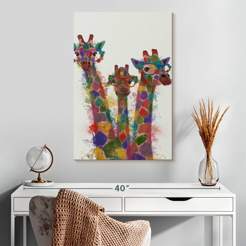 Brampt Rainbow Splash Giraffe Trio, 30" H x 20" W