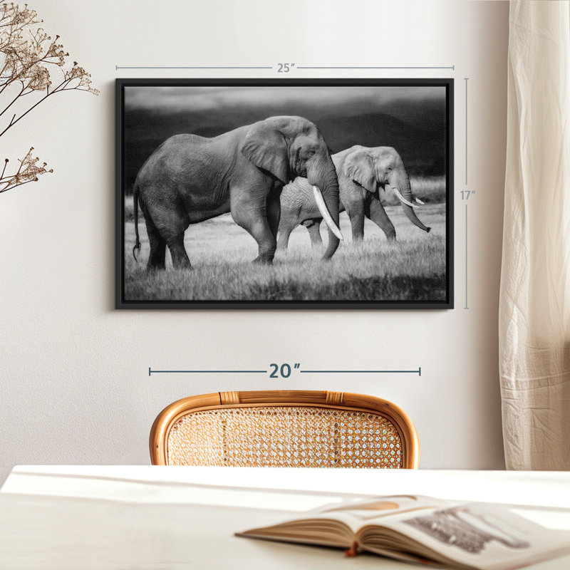 Animal "Art mural des éléphants du Kenya", H 17 po x l 25 po