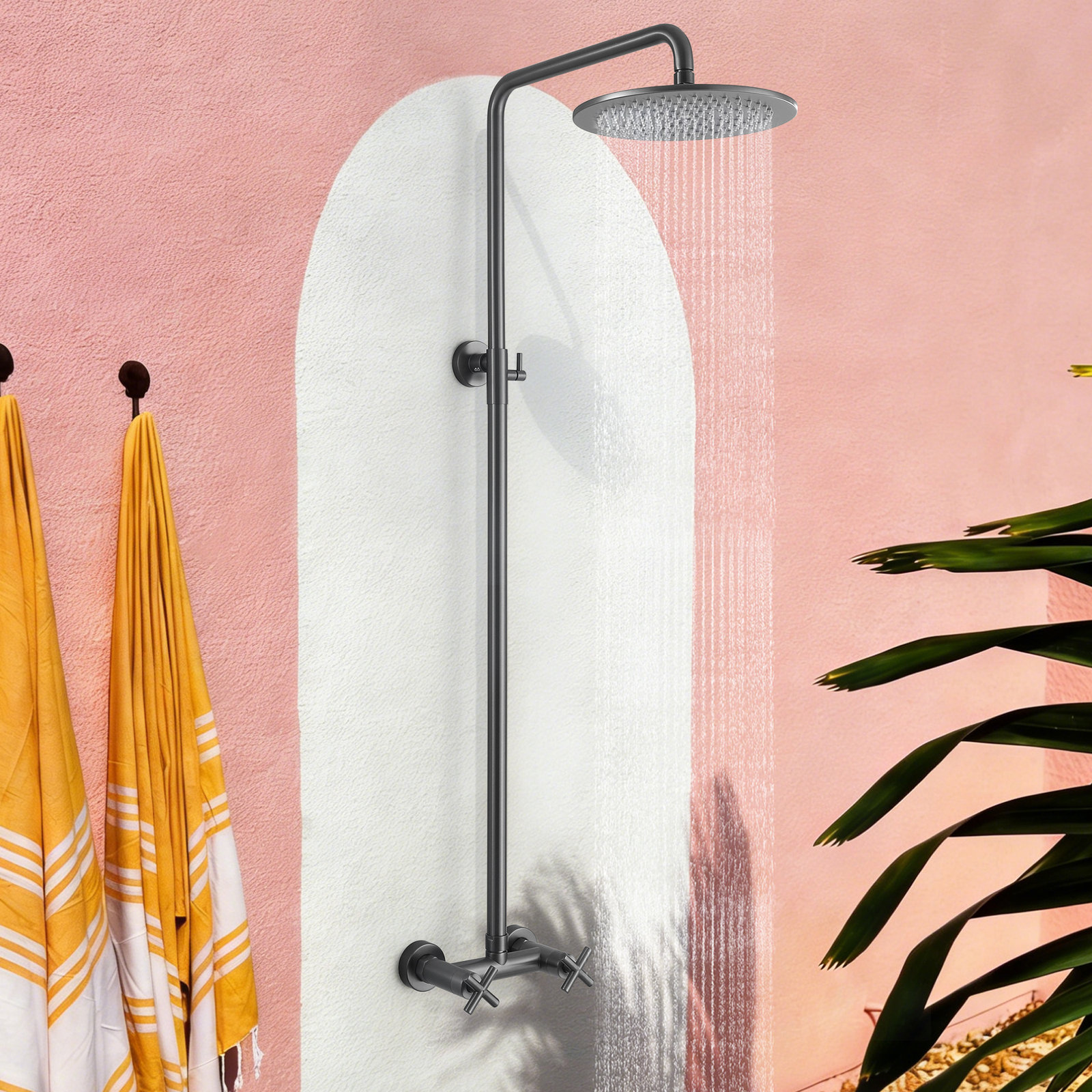 Wall Mount Outdoor Shower, Gun Gray