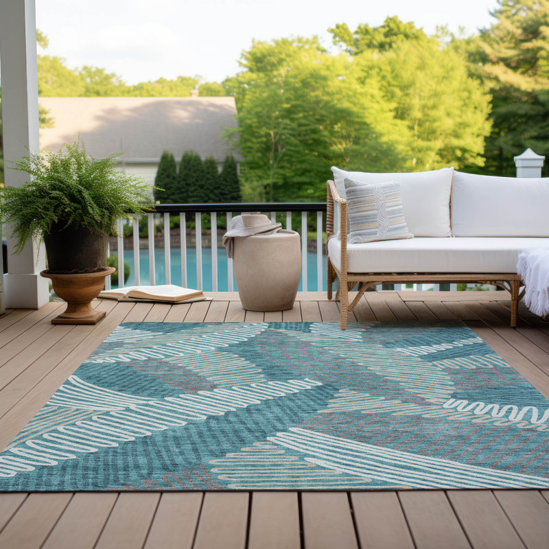 Maliana Washable Floral Indoor / Outdoor Rug, Rectangle 5' x 7'6"