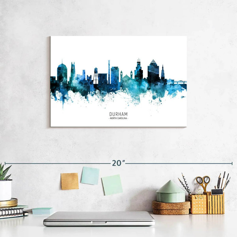 Durham North Carolina Skyline II, 8" H x 12" W