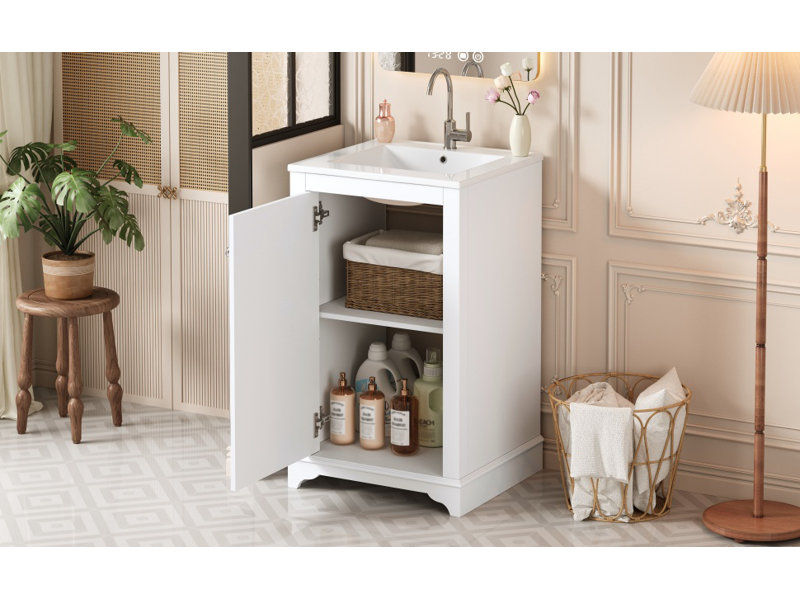 Ensemble de meuble-lavabo de style shaker de 20 pouces Eastport avec fabrication en bois massif et en panneau de fibres à densité moyenne