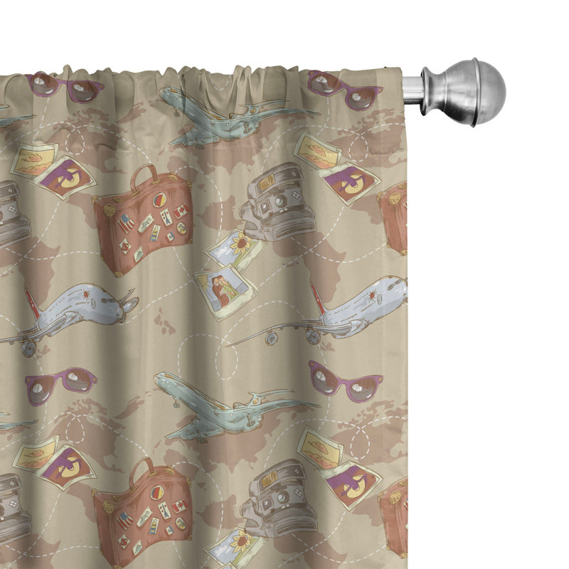 Travel Semi-Sheer Rod Pocket Curtain Panels, 28" x 95"
