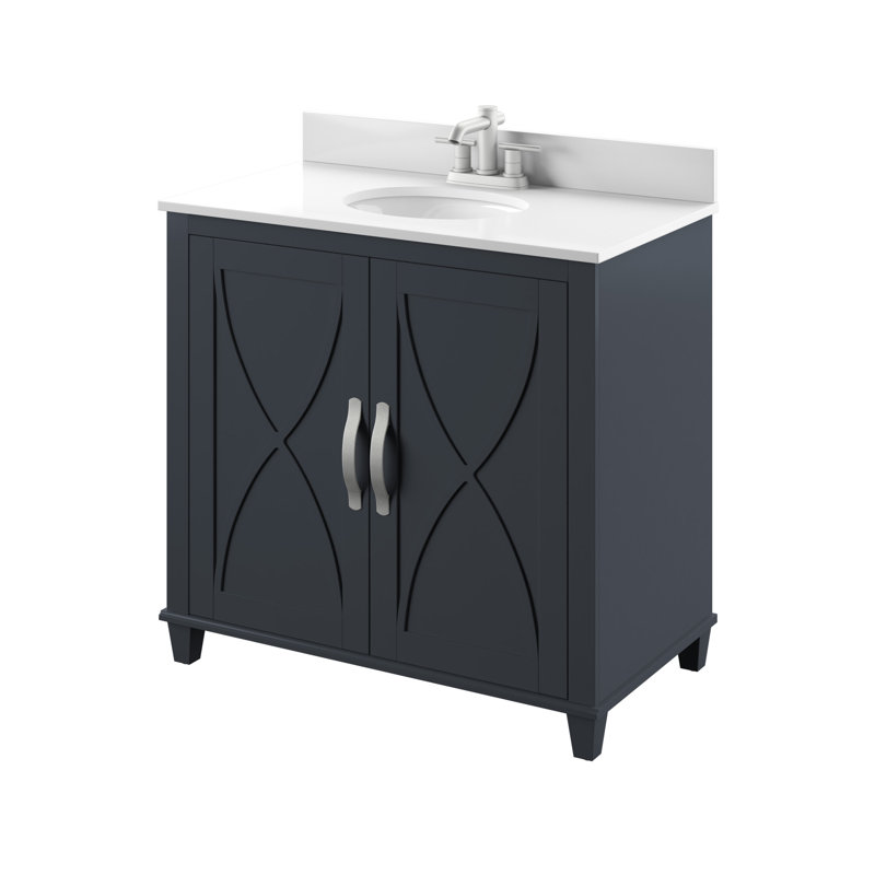 Briana 36'' Single Bathroom Vanity with Stone Top, Metro Gray