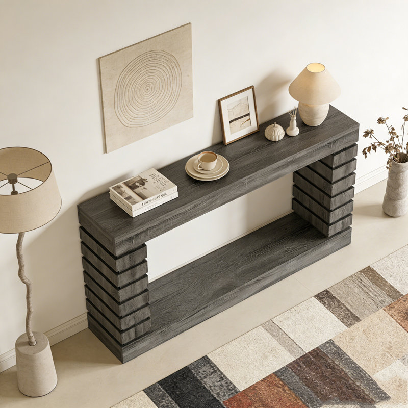 Wood Rectangular Sofa Table for Living Room, Gray
