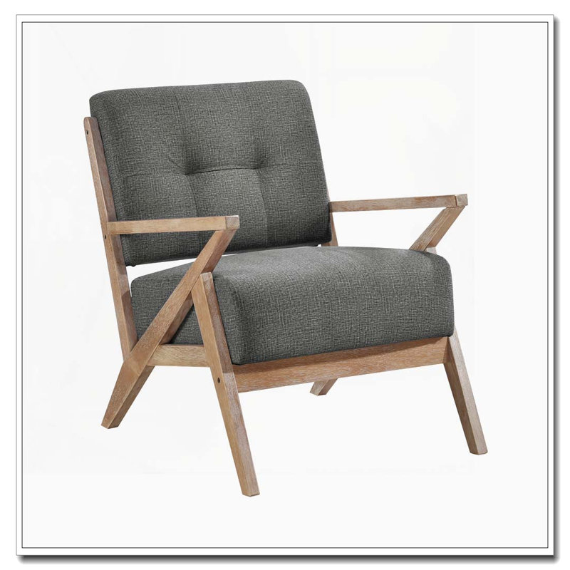 Fauteuil d'appoint capitonné avec finition noyer antique, Gris foncé