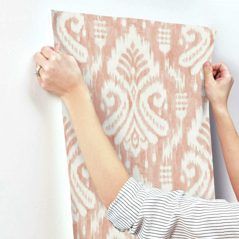 Papier peint Hawthorne Ikat, Corail