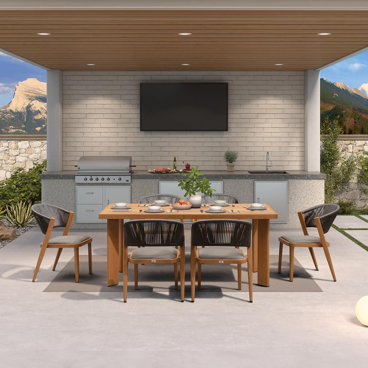 Rectangular 6 - Person  Aluminum Dining Set with Cushions