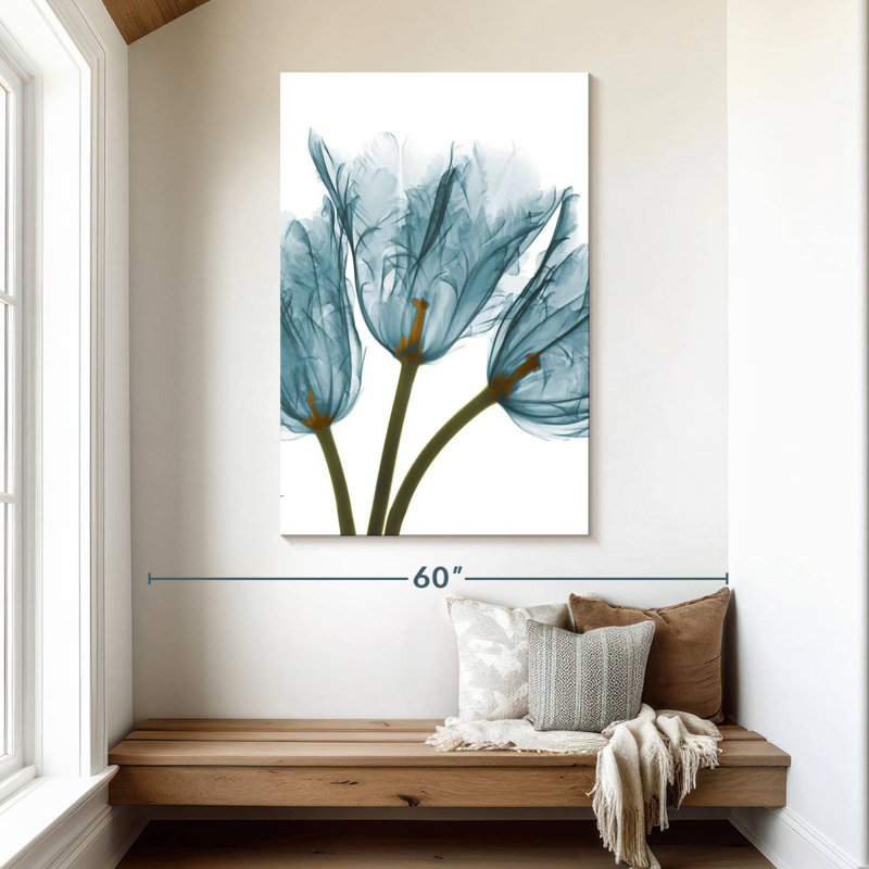 Radiographie des tulipes bleues Harnek, H 48 po x l 32 po