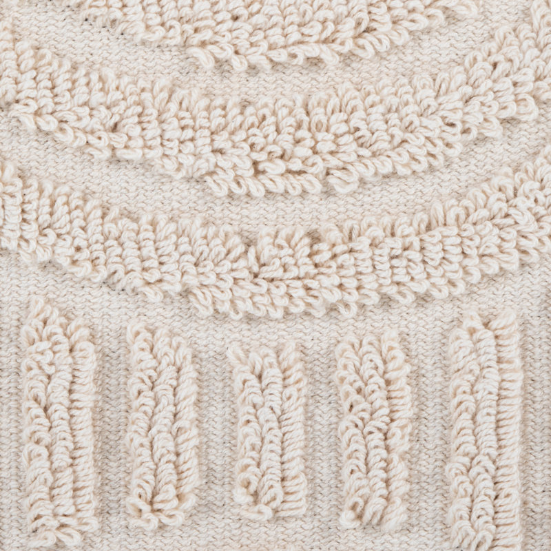 Rangement multi-usage en coton beige 18 pouces avec surface texturée à poils longs, couvercle amovible, capacité de 250 lb, sans motif d'assemblage requis, limite, nécessaire
