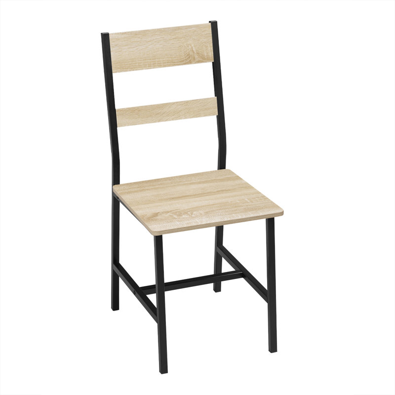 45cm H Metal Ladder Back Parsons Chair, Light Woodlook/Black