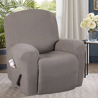 Hayneville Anti-Slip High Stretch Recliner Cover With Side Pocket Electric Power Lift Recliner Chair Cover Fitted  Box Cushion Recliner Slipcover Machine Washable