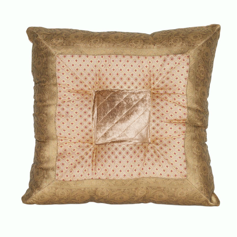 Housse et insert de coussin carré en velours Zayn, 18 po x 18 po, Chameau