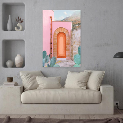 Sicilian Arch Abstract Contemporary Bird Cactus Landscape Mountain Wall Art Print 1 Piece Wrapped Canvas Wall Art