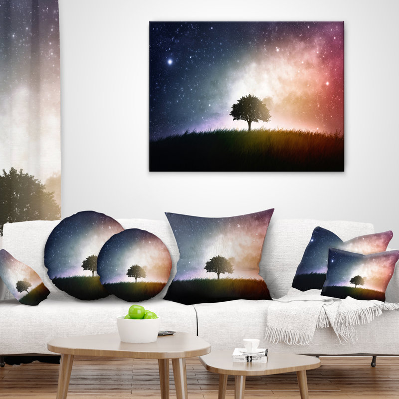 Un seul espace d'arrière-plan - oreiller imprimé forêt, 16 po x 1 po, Coussin décoratif