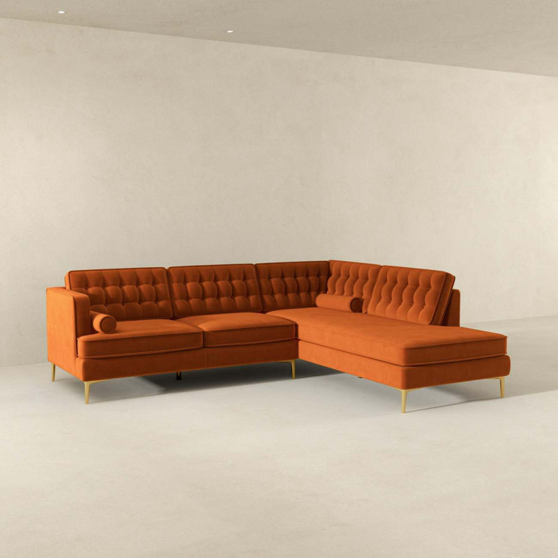 Canapé Moderne, Cuir orange