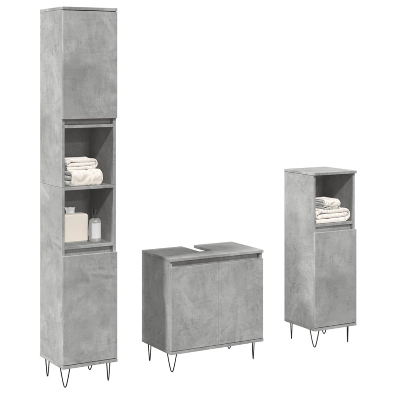 Brynnleigh Bathroom Storage Furniture Set, Concrete grey