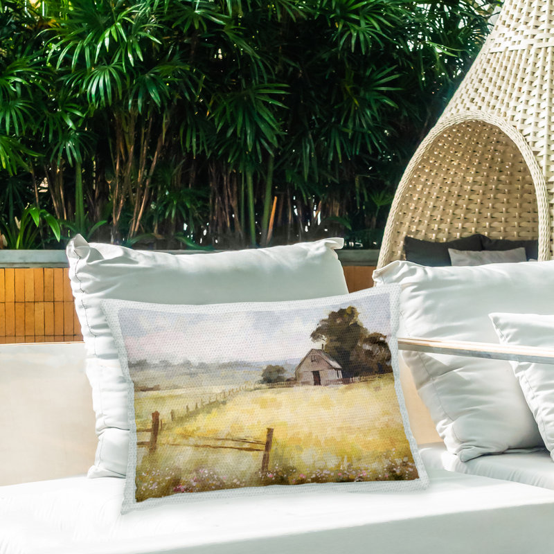 Polyester Lumbar Rectangular Indoor/Outdoor Pillow Cover & Insert
